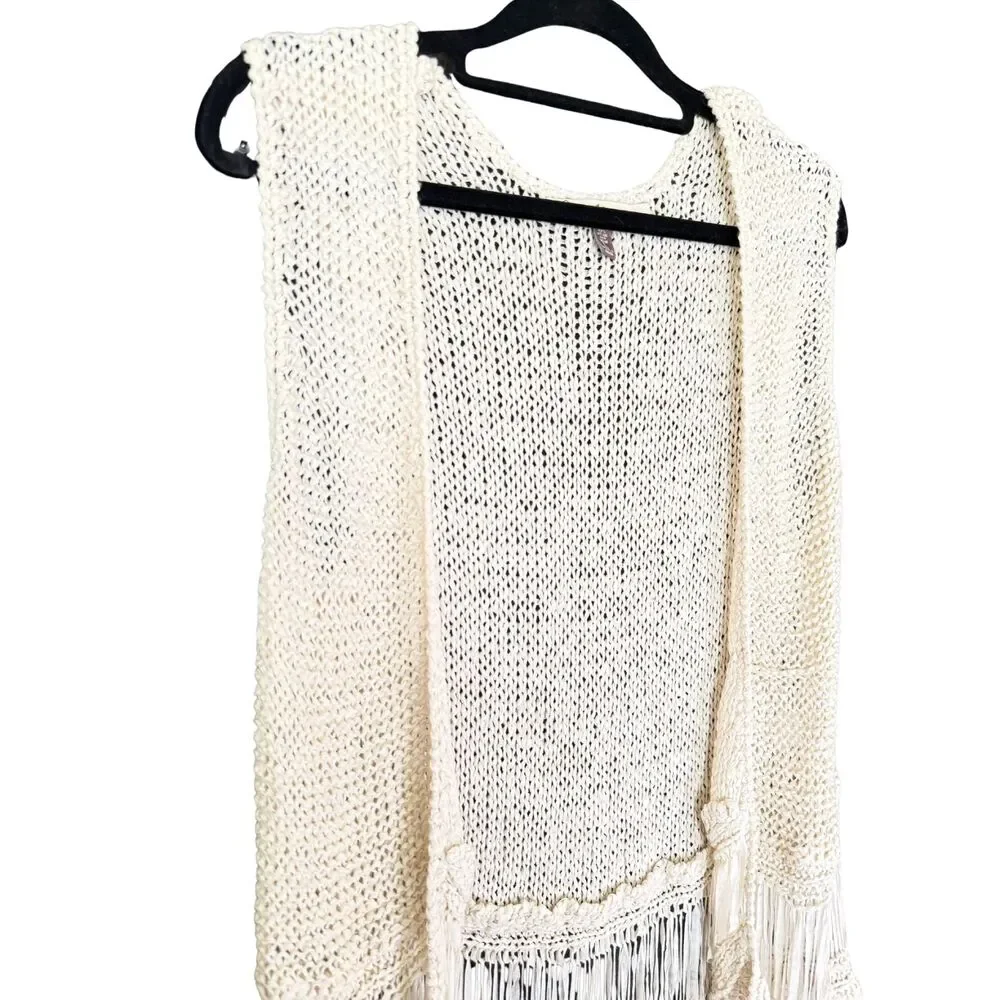 Haley K. Crochet Boho Vest Cream Color Women's Size large - Picture 3 of 5